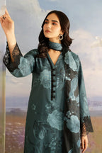 3-Piece Stitched Embroidered Lawn Suit With Chiffon Dupatta