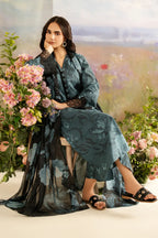3-Piece Stitched Embroidered Lawn Suit With Chiffon Dupatta