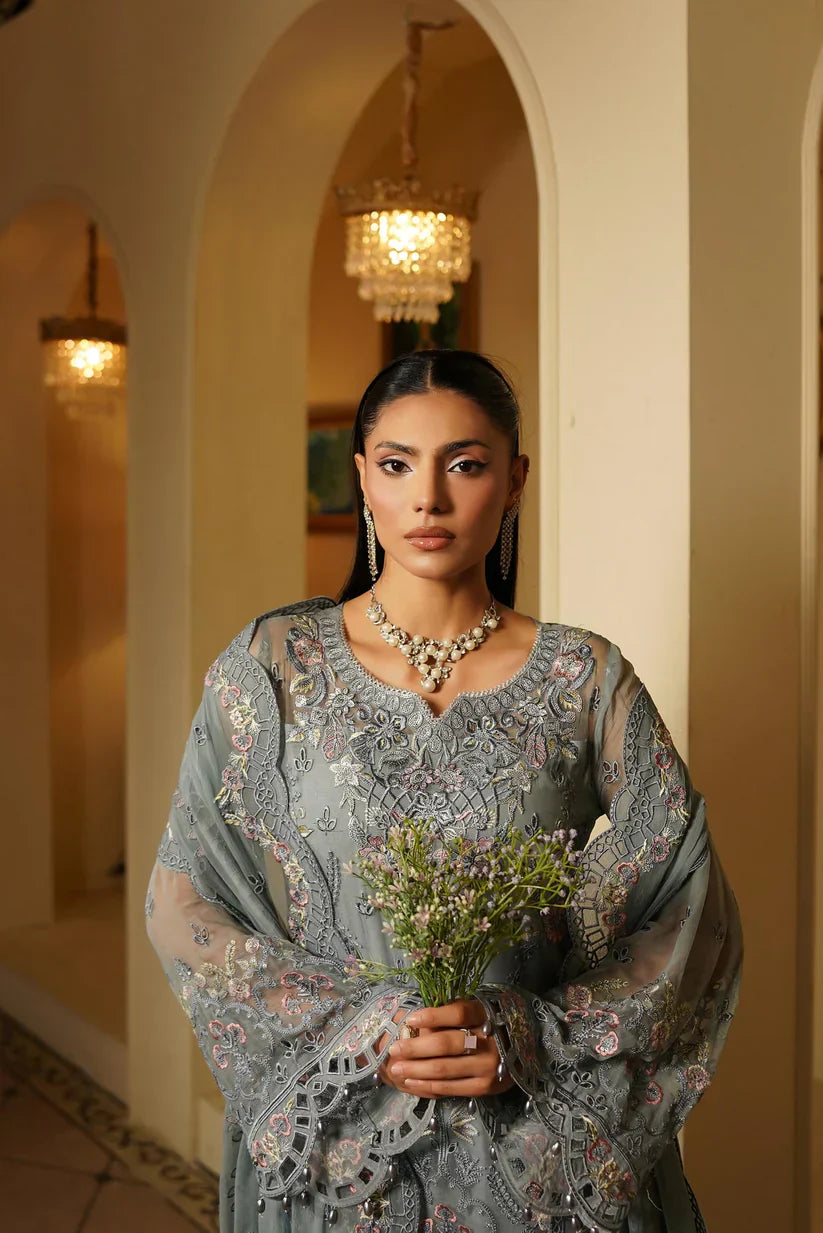 03-Piece Chiffon Suit With Embroidery - Ready To Wear