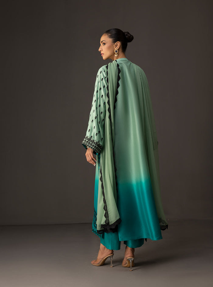 03-Piece Printed Shamoz Silk Suit - Ready To Wear