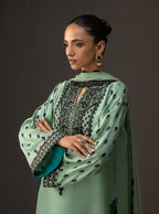 03-Piece Printed Shamoz Silk Suit - Ready To Wear