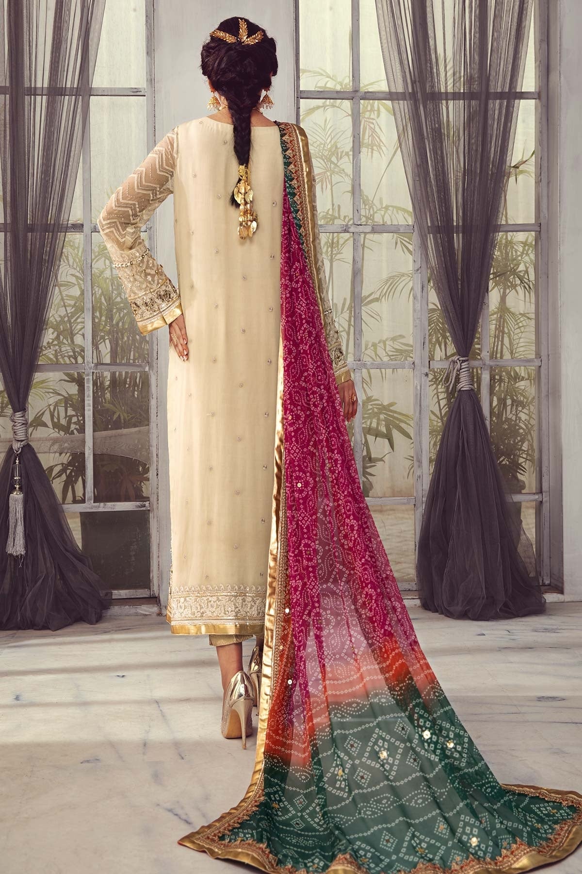 03  Piece  Chiffon Suit with Adda Work - Ready  To Wear