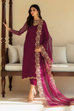 03 Piece  Luxury Embroidered Chiffon  Suit - Ready  to Wear