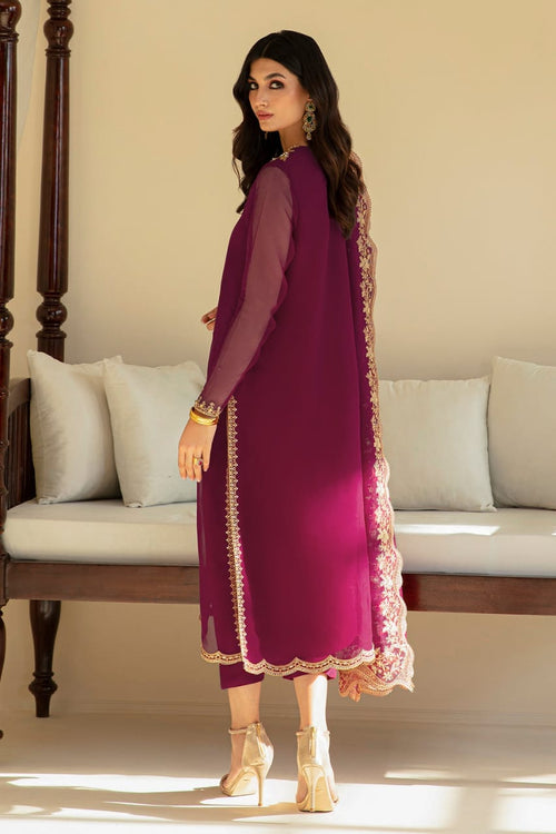 03 Piece  Luxury Embroidered Chiffon  Suit - Ready  to Wear