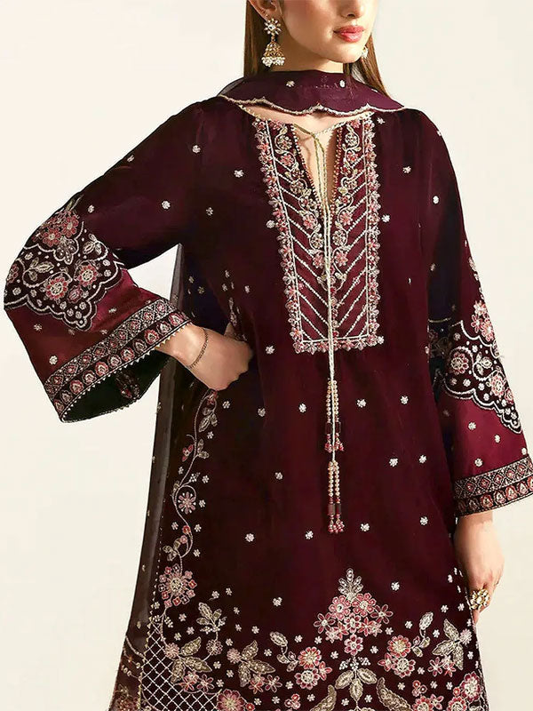 3  Piece Stitched Valvet  Suit - Ready to Wear