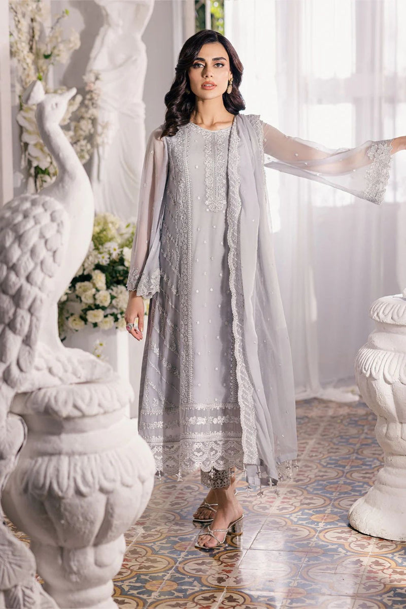 03 Piece Sequence Embroidered Chiffon Suit - Ready To Wear