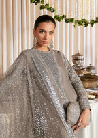 03 Piece Heavy Adda Work Raw Silk Suit - Ready  To Wear