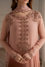 03 Piece  Embroidered Chiffon Suit - Ready  To Wear