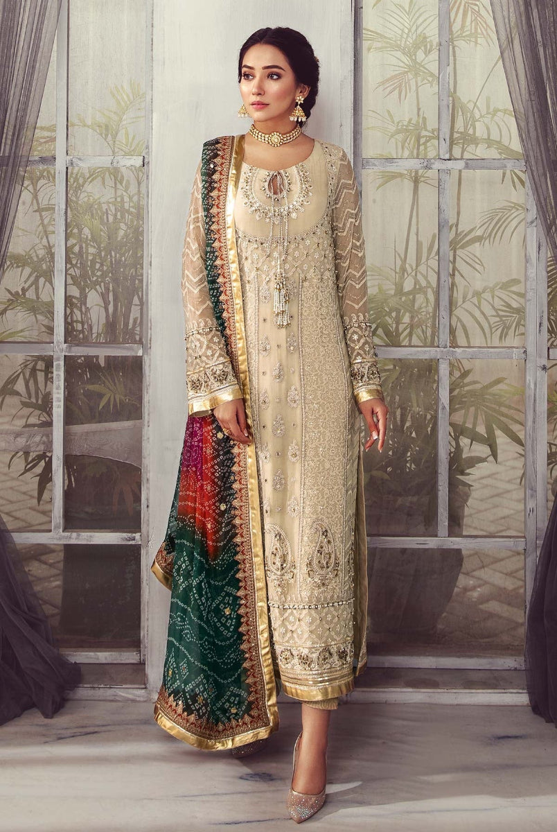 03  Piece  Chiffon Suit with Adda Work - Ready  To Wear