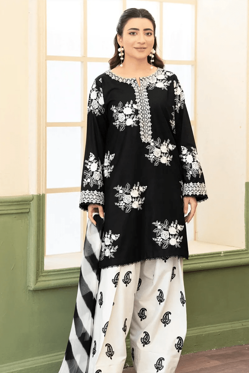 03-Piece  Sequin Embroidered Lawn Suit - Ready To Wear