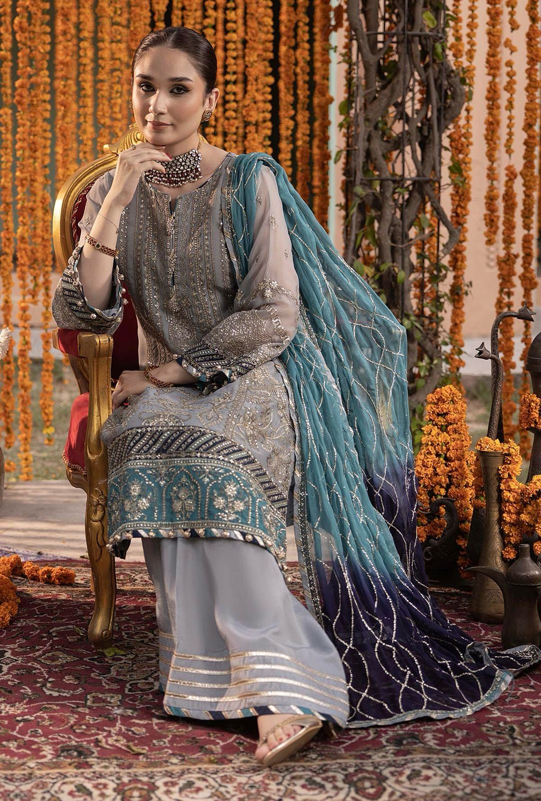 03-PIECE SUIT LUXURY CHIFFON SUIT READY TO WEAR