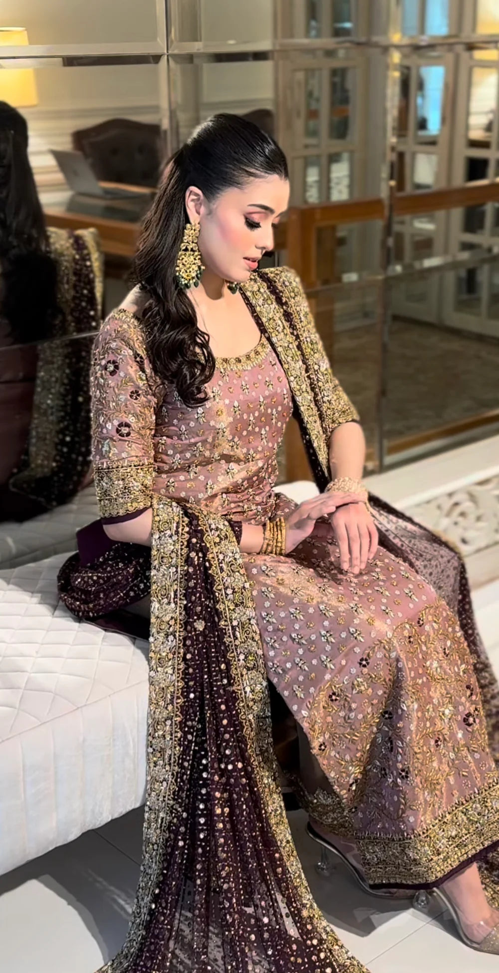 03-Piece Luxury Hand Embellished Adda Work Suit - Ready  To  Wear