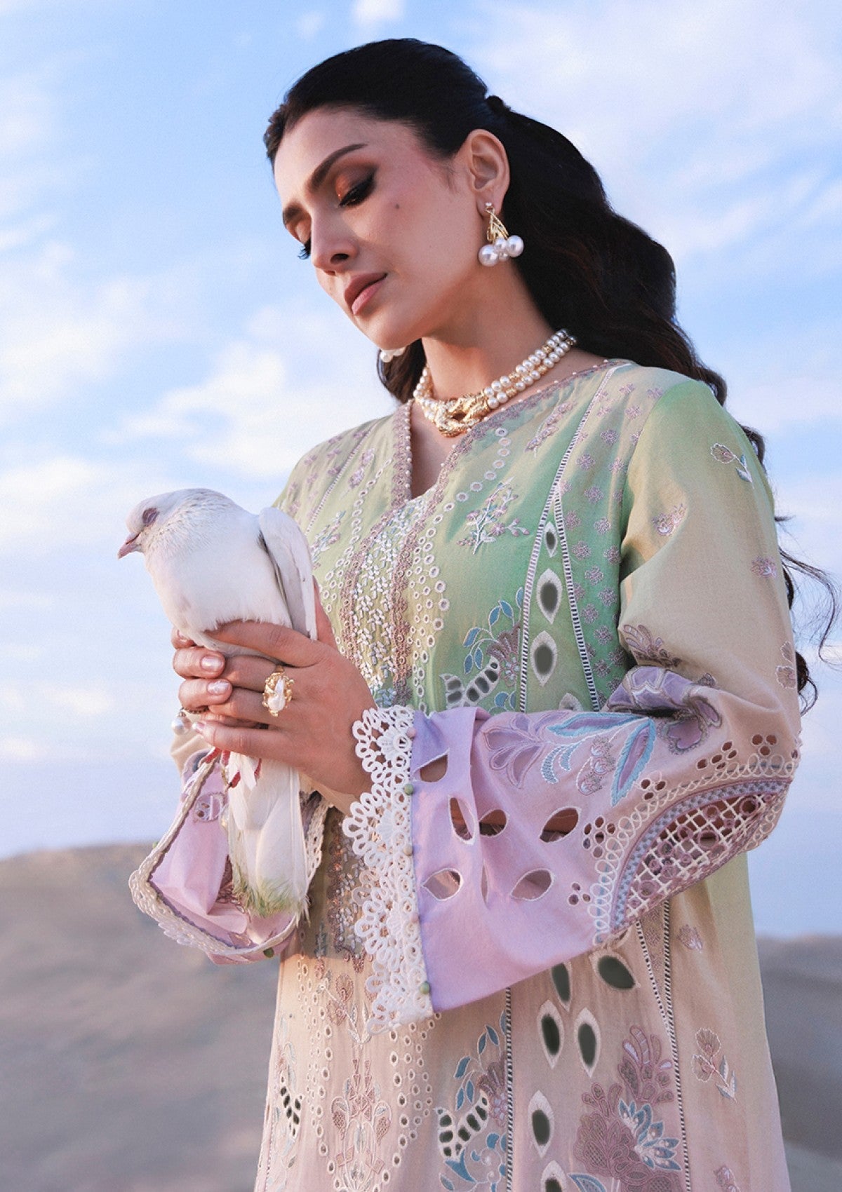 03 Piece Luxury  Embroidered  Chikankari Lawn Suit - Ready  to Wear
