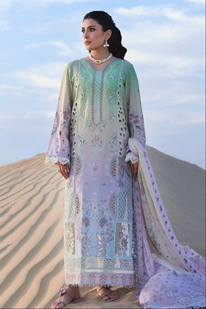 03 Piece Luxury  Embroidered  Chikankari Lawn Suit - Ready  to Wear
