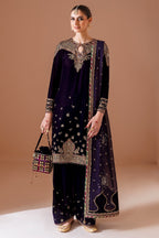 3 Piece Stitched  Valvet Suit - Ready to Wear