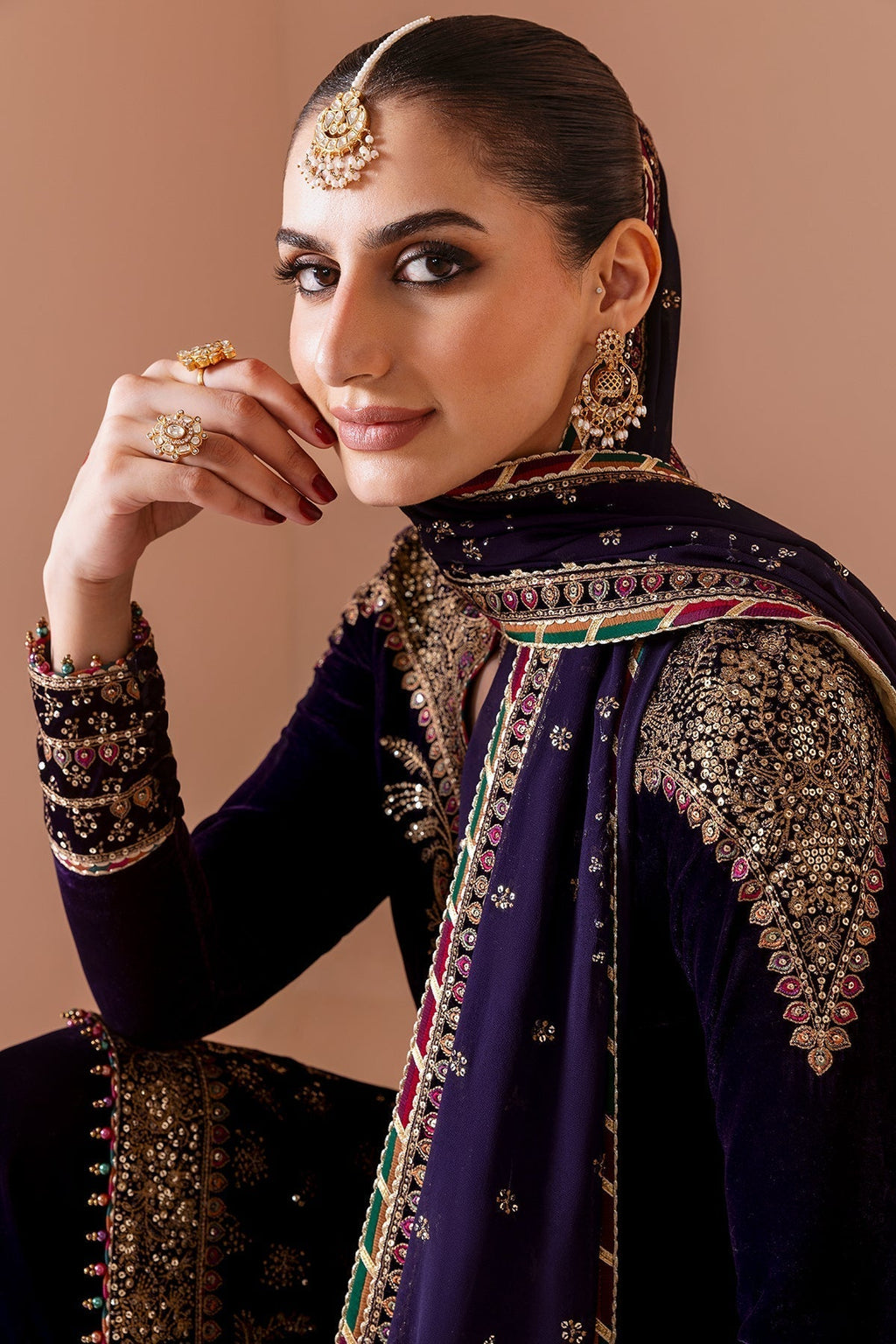 3 Piece Stitched  Valvet Suit - Ready to Wear