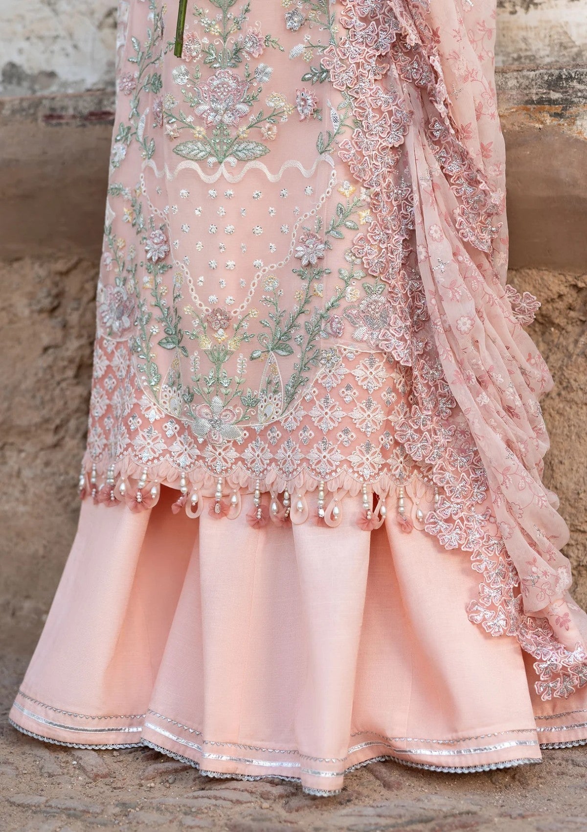 03 Piece Embroidered Chiffon Suit - Ready To Wear