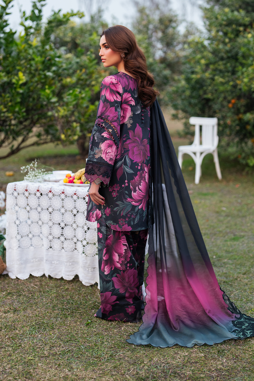 stitched Chikankari Embroidered 3-Piece Suit