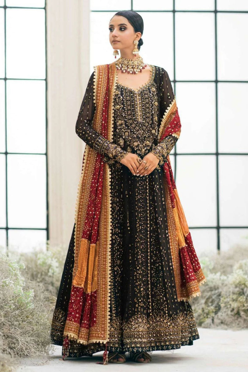 03-Piece Embroidered Chiffon Anarkali Suit - Ready To Wear