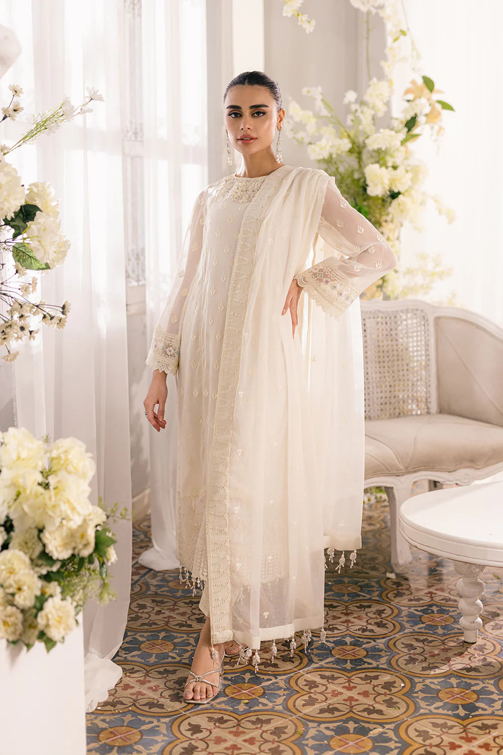 03-Piece Embroidered Chiffon Suit - Ready  To Wear