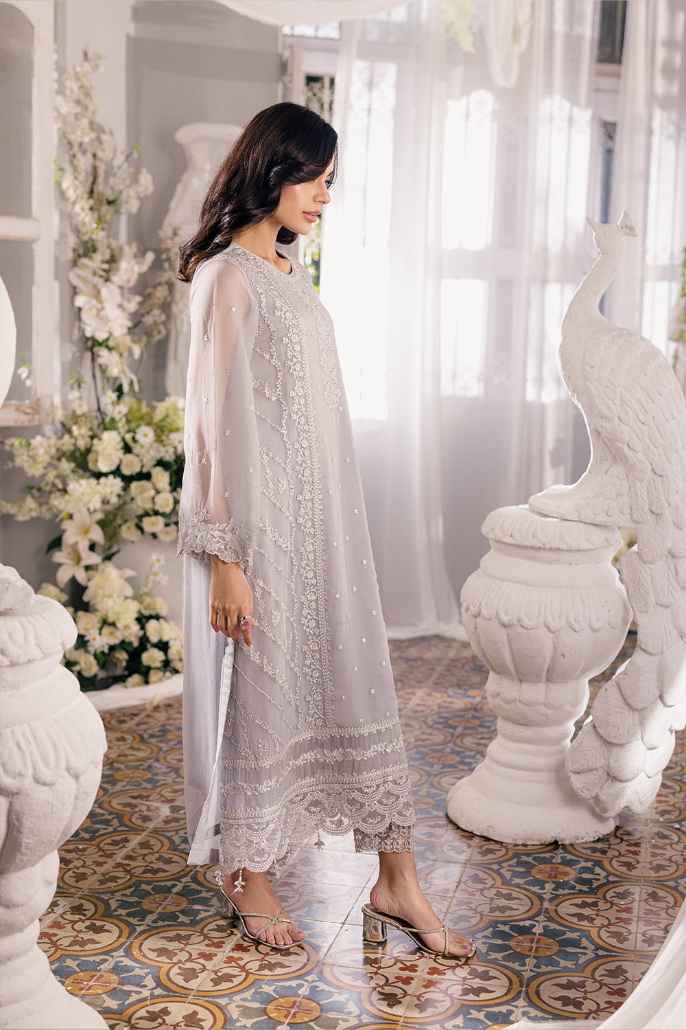 03 Piece Sequence Embroidered Chiffon Suit - Ready To Wear