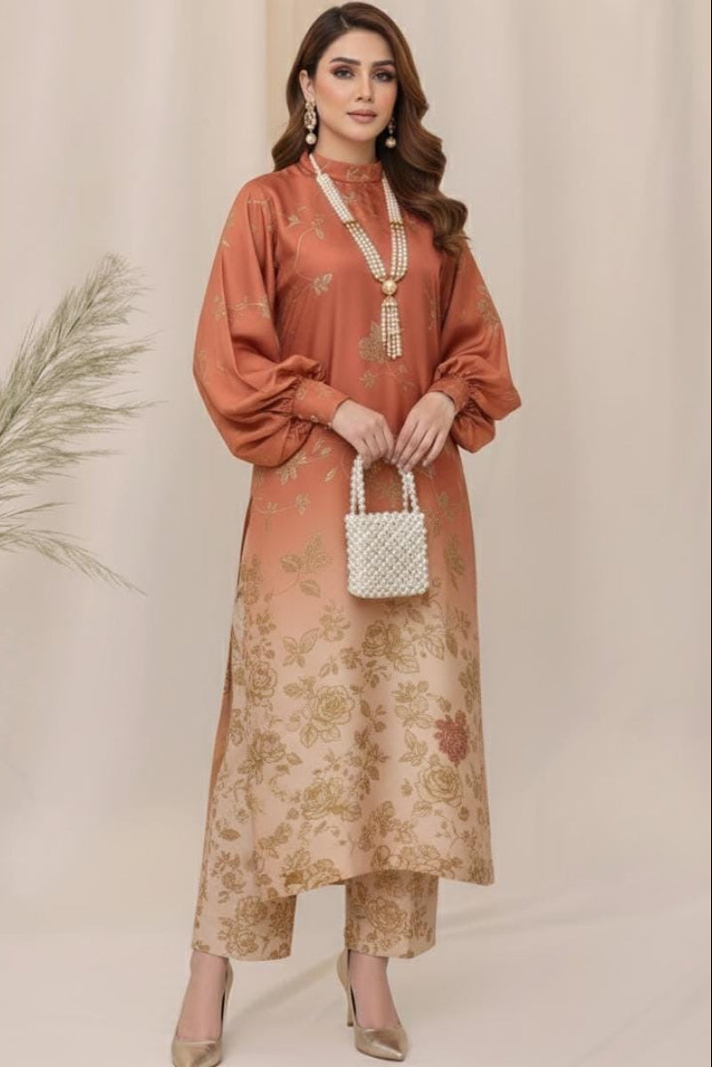 03-Piece Digital Printed Shamoz Silk Suit - Ready to Wear