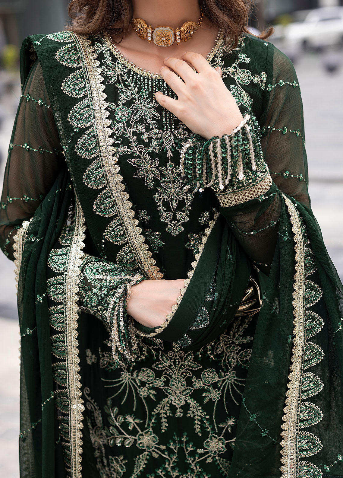 03-Piece Embroidered  Chiffon Suit - Ready To Wear