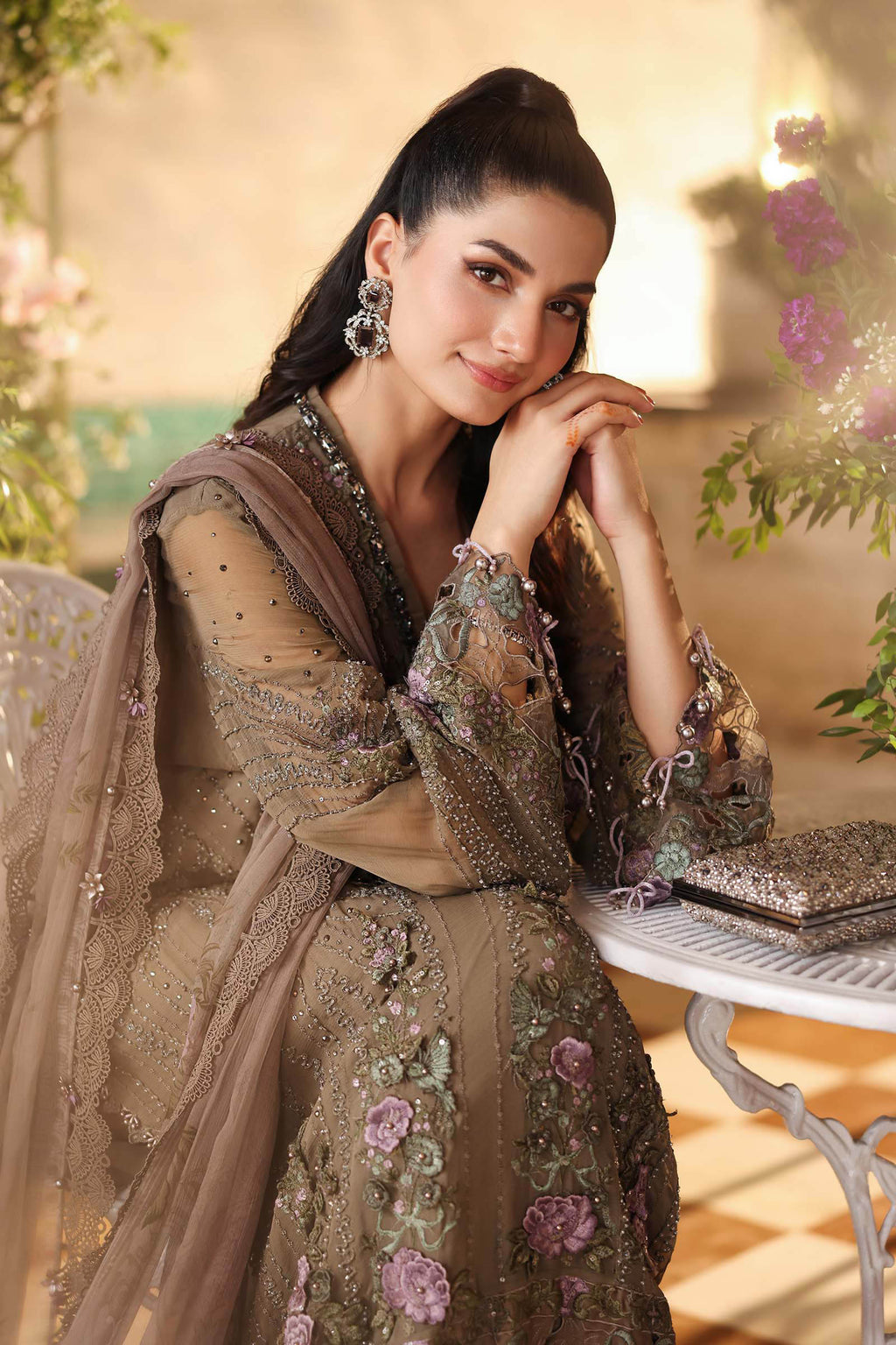 03-Piece Embroidered Chiffon Suit - Ready To Wear