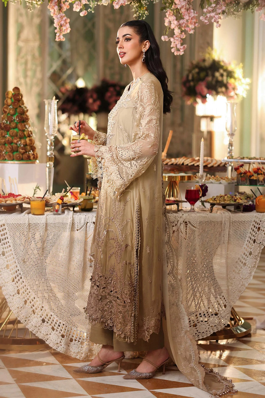 03 Piece Luxury Embroidered Chiffon Suit - Ready  To Wear