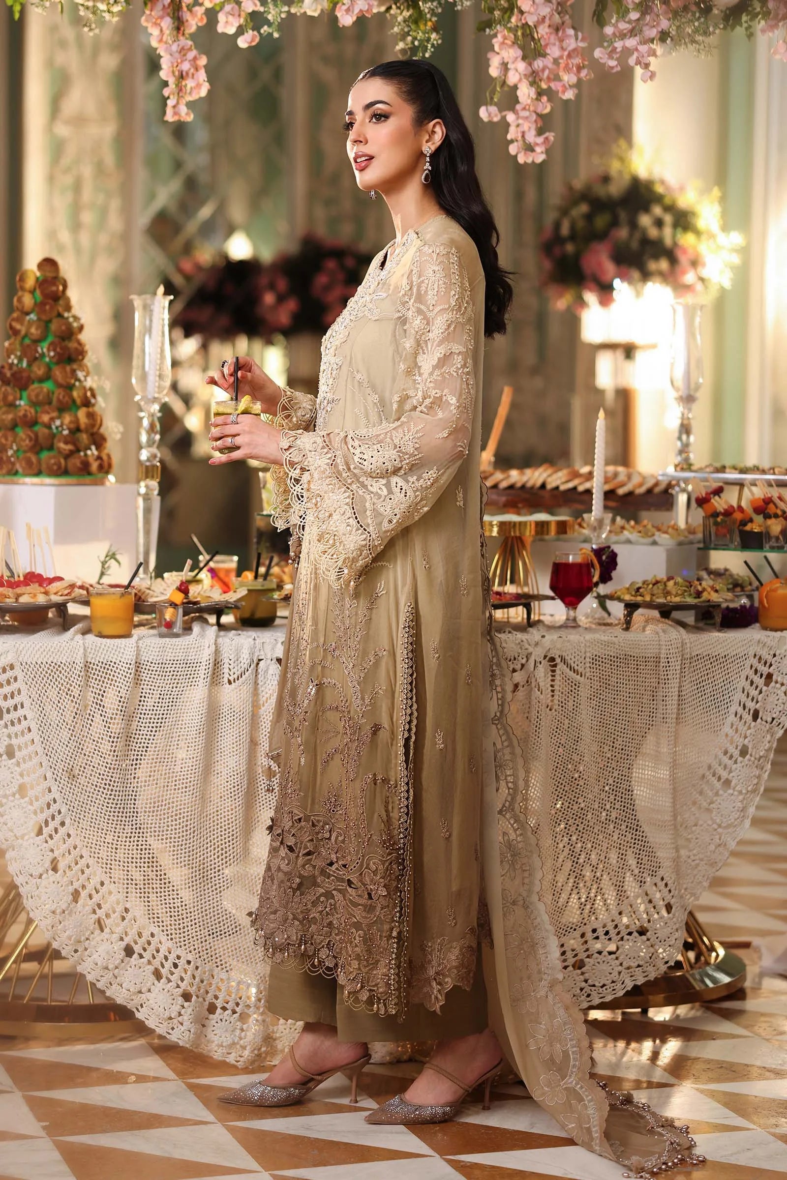 03 Piece Luxury Embroidered Chiffon Suit - Ready  To Wear
