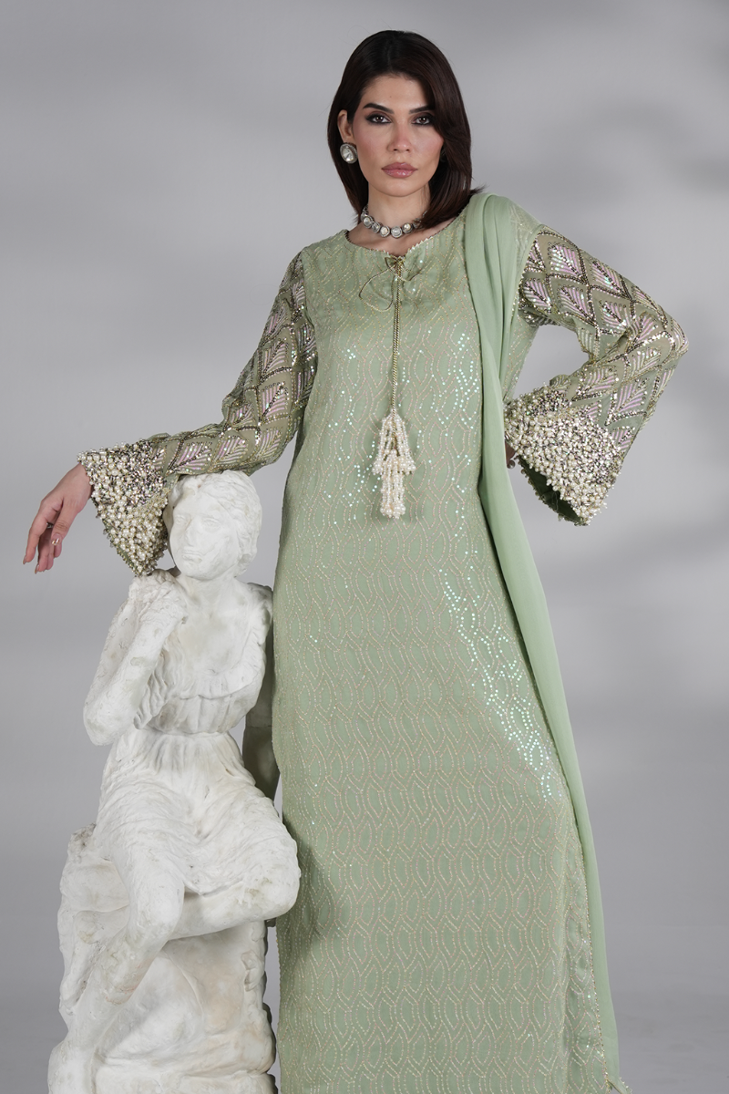 03-Piece Embroidered Chiffon Suit - Ready  To  Wear