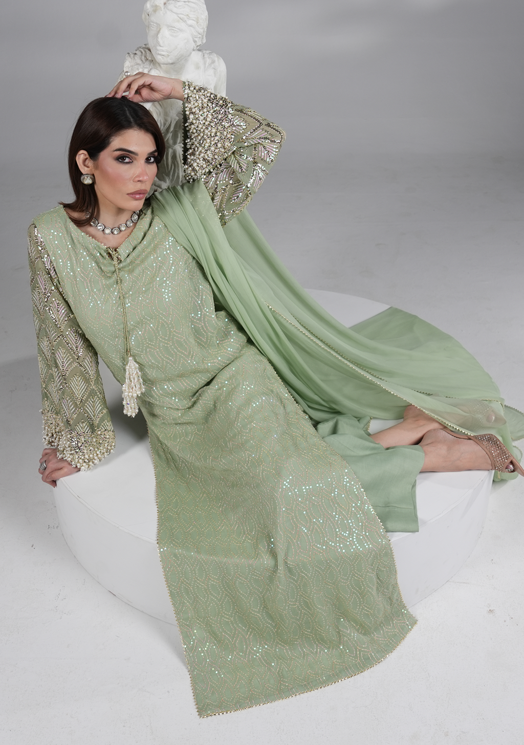 03-Piece Embroidered Chiffon Suit - Ready  To  Wear