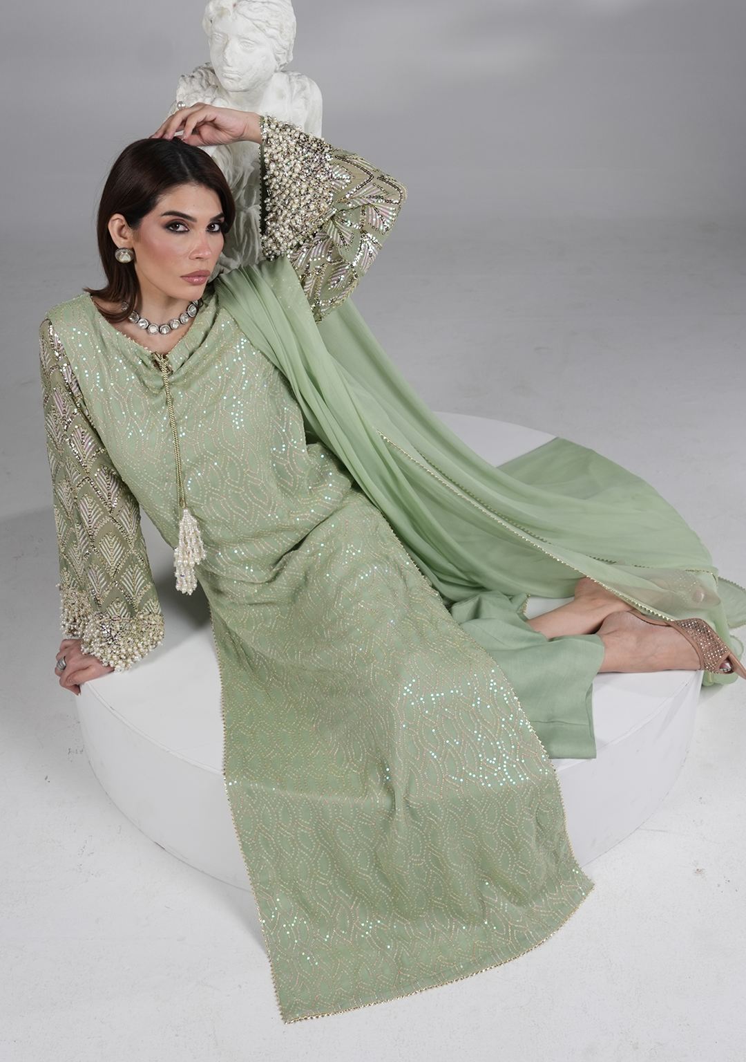 03-Piece Embroidered Chiffon Suit - Ready  To  Wear