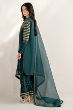 03-Piece Fancy Embroidered Raw Silk Suit - Ready  To Wear