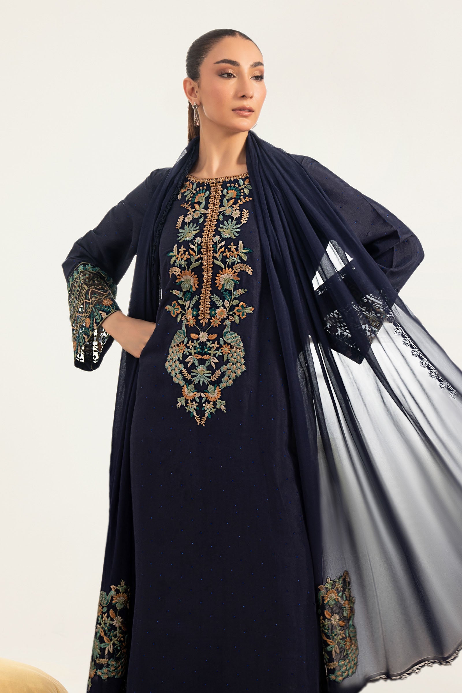 03-Piece Embroidered Chiffon Suit - Ready To Wear