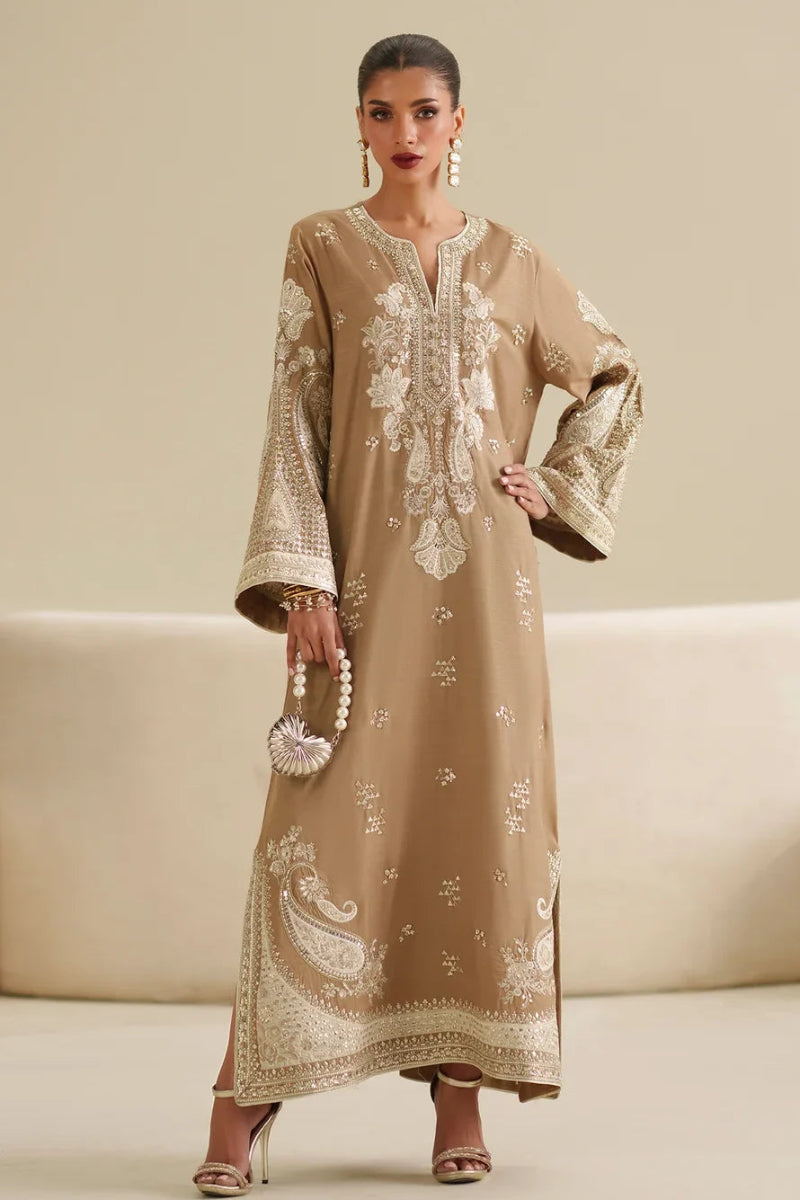 02-Piece Embroidered Shalmoz Silk Suit - Ready To Wear