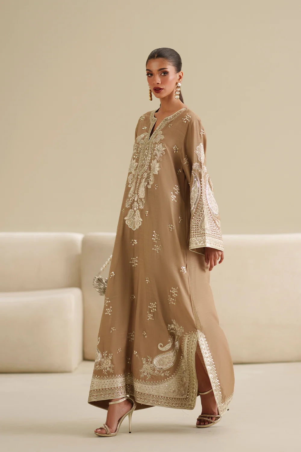 02-Piece Embroidered Shalmoz Silk Suit - Ready To Wear