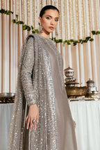 3 piece stitched Raw silk suit