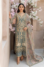 03 Piece Heavy Embroidered Organza Suit - Ready  to Wear