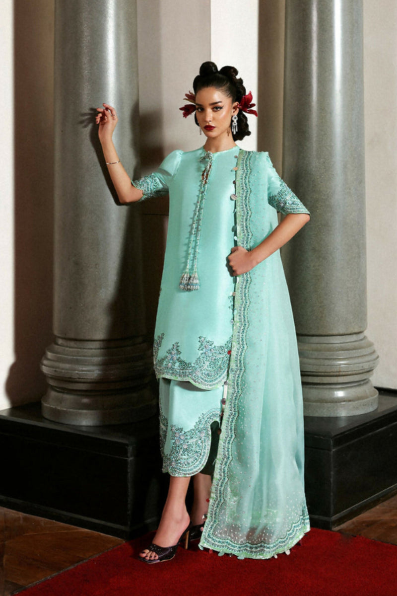 3  Piece Stitched  Indian Raw Silk  Suit - Ready  to Wear
