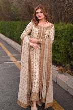03 Piece Luxury  Hand Embellished  Chiffon Suit  - Ready  To Wear