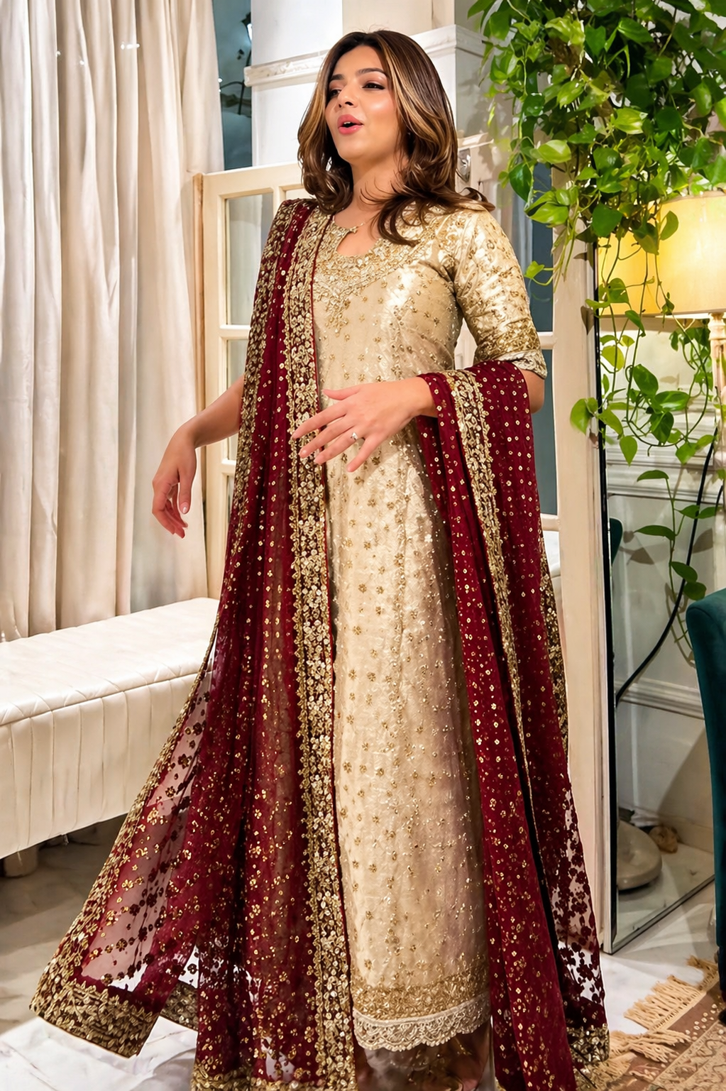 03 Piece Stitched Shimmer Adda Work Suit - Ready To Wear