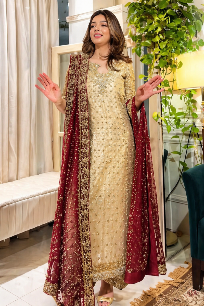 03 Piece Stitched Shimmer Adda Work Suit - Ready To Wear