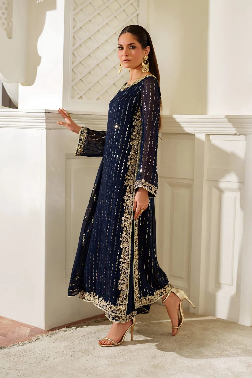 03-Piece Embroidered Chiffon Suit - Ready To Wear