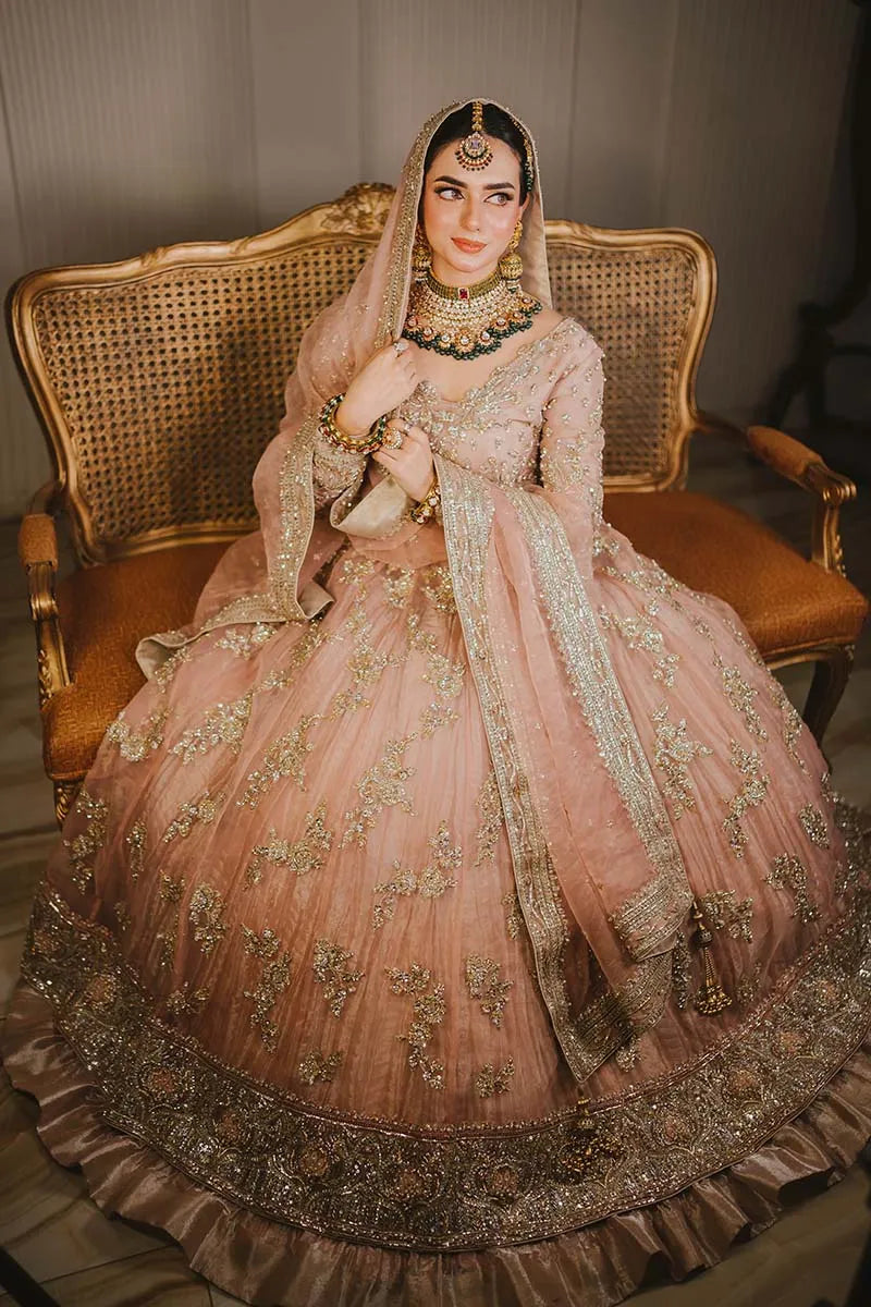 04 Piece Semi Pure Chiffon Lehenga Suit - Ready To Wear
