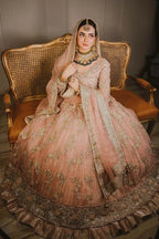 04 Piece Semi Pure Chiffon Lehenga Suit - Ready To Wear
