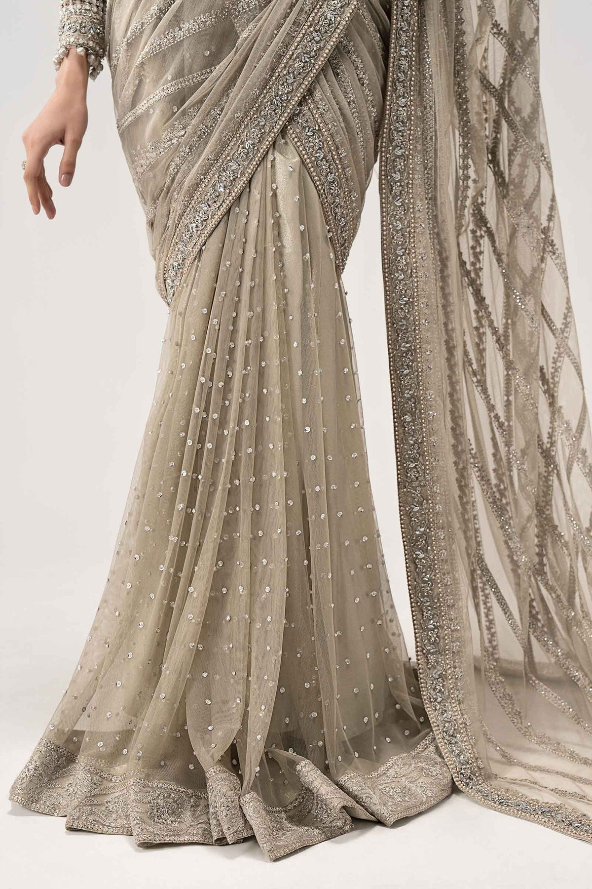 Twin Sequin Embroidered Chiffon Saree