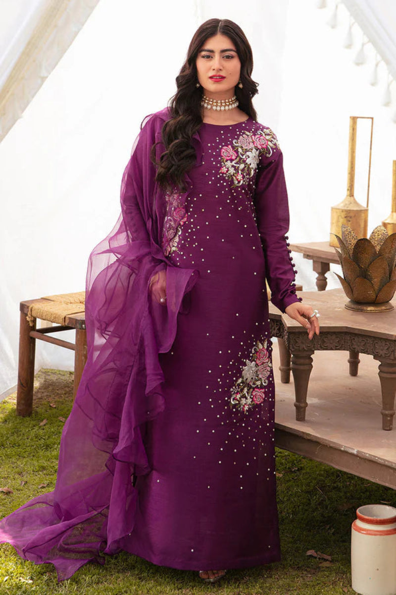 03-Piece Luxury Raw Silk Suit - Ready  To  Wear