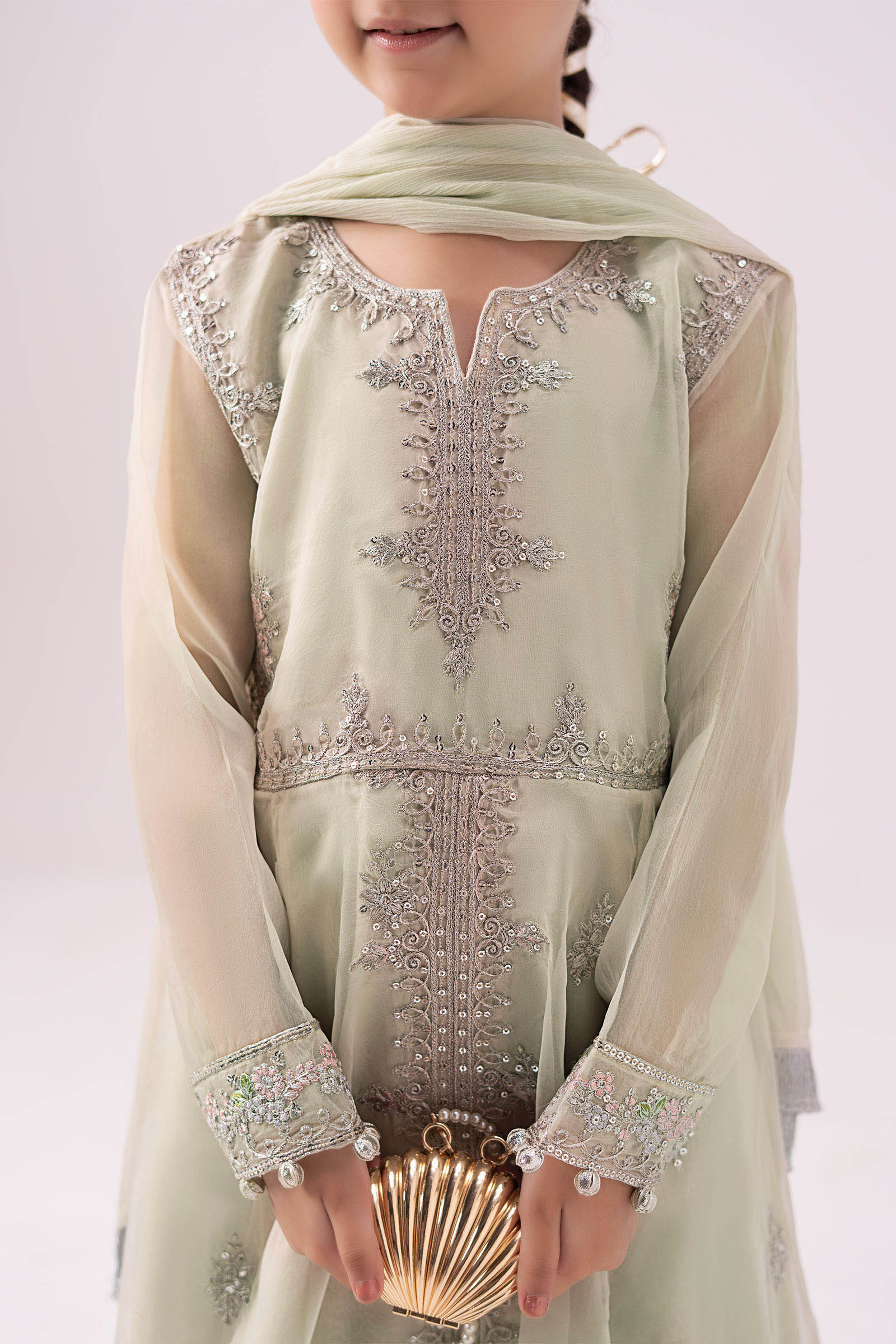 03 Piece  Heavy Embroidered Chiffon Suit - Ready  To Wear