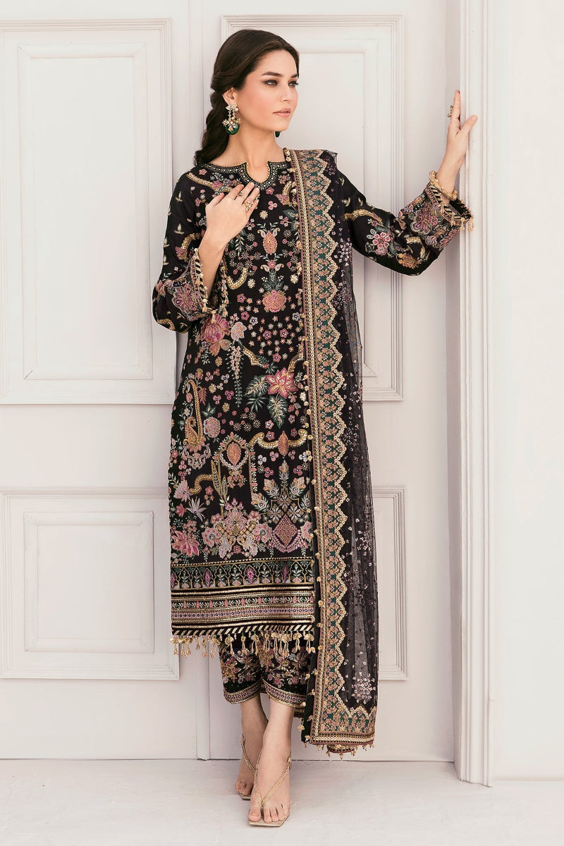 03 Piece Heavy Embroidered Khadi Net Suit - Ready To Wear